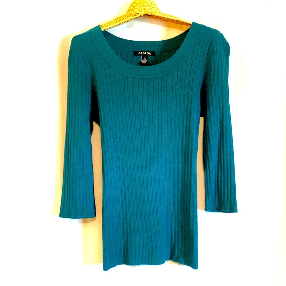 “George” 3/4 Sleeve Teal Color Sweater